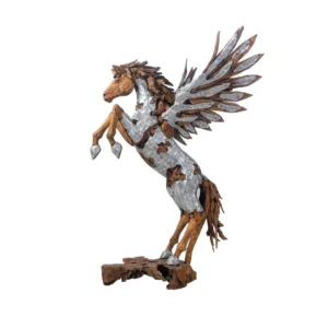 Patung Wooden Winged Mustang With Plat