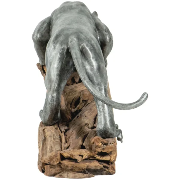Pouncing Panther With Wooden Base