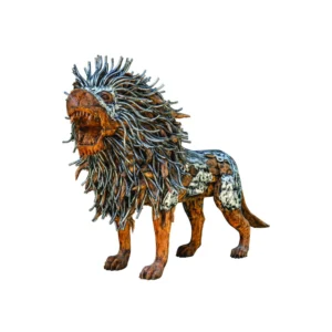 wooden crafted lion